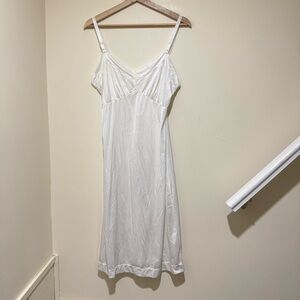 Women’s Vintage Bridal White Satin Slip Dress with Delicate Straps Size 38